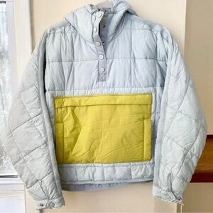NWT Free People Pippa Packable Pullover Puffer Jacket Icy Blue Lime Green XS